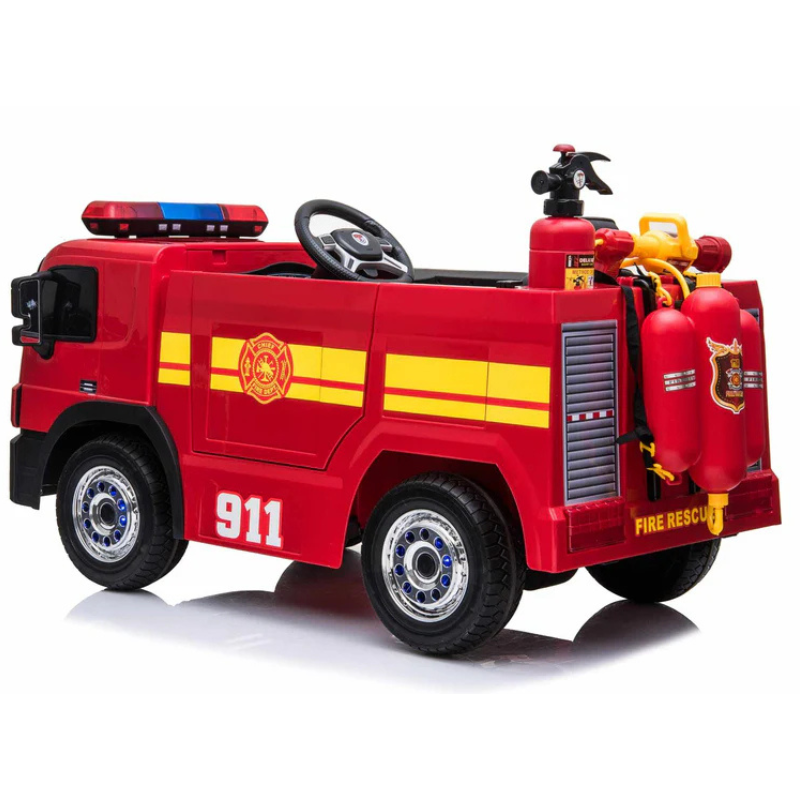 AKAC Kids’ 12V Electric Red Fire Engine Ride-On – 2-6 yrs