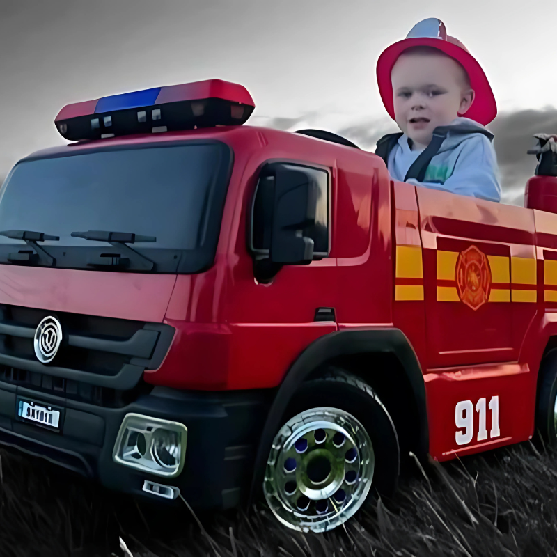 AKAC Kids’ 12V Electric Red Fire Engine Ride-On – 2-6 yrs
