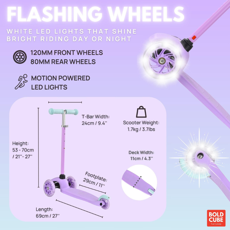 BOLDCUBE Kids Lilac Teeny 3 Wheel Scooter 2-5 years