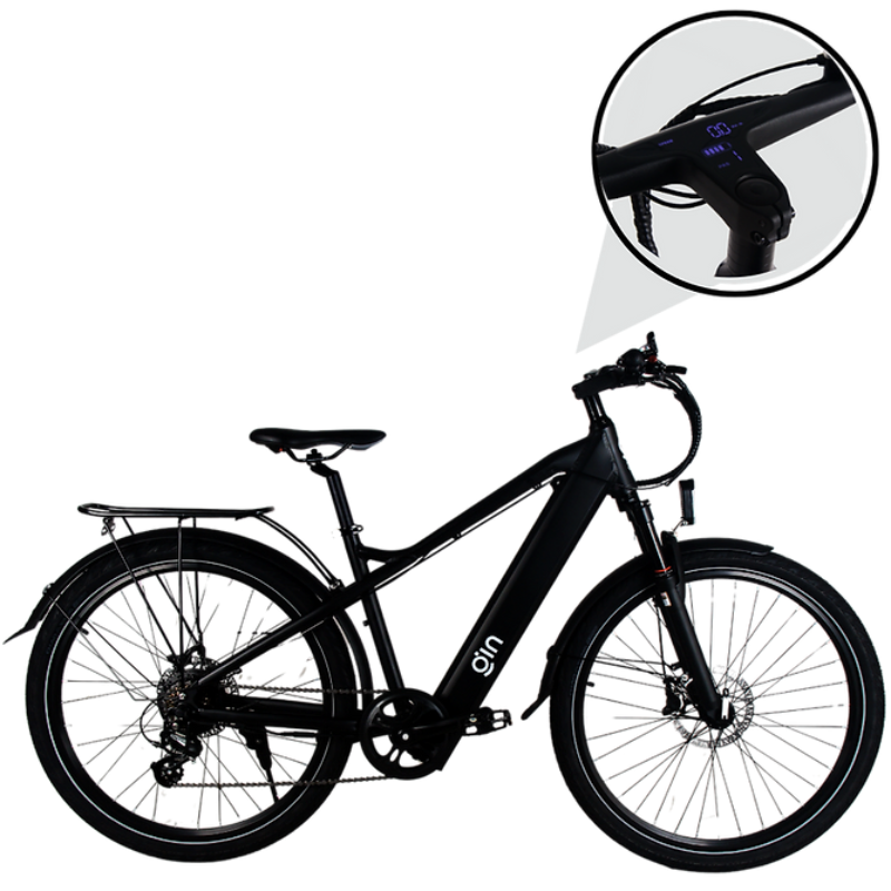 GIN X 250W: Electric Hybrid Bike Crossbar Black- Sleek Display