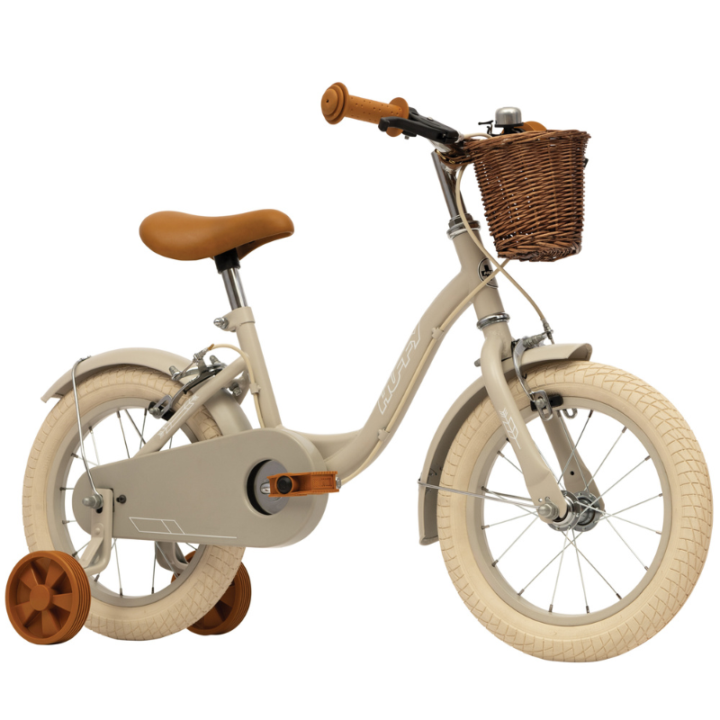 Vintage 14' Bike for Kids 4-6 yrs with front basket & stabilisers Matte Grey