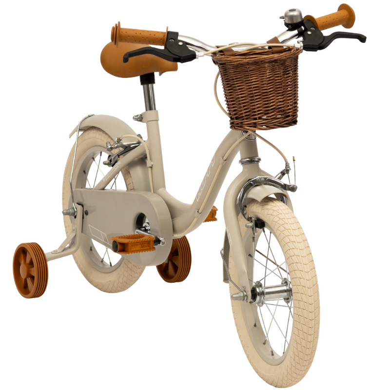 Vintage 14' Bike for Kids 4-6 yrs with front basket & stabilisers Matte Grey