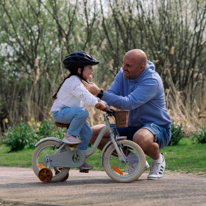 Vintage 14' Bike for Kids 4-6 yrs with front basket & stabilisers Matte Grey