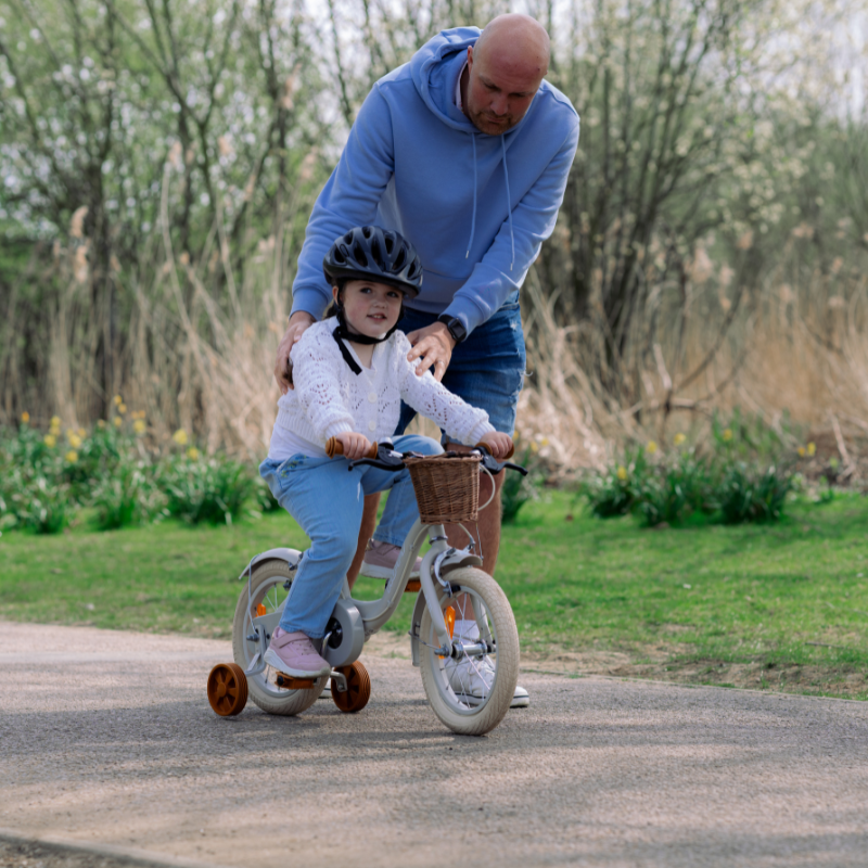 Vintage 14' Bike for Kids 4-6 yrs with front basket & stabilisers Matte Grey