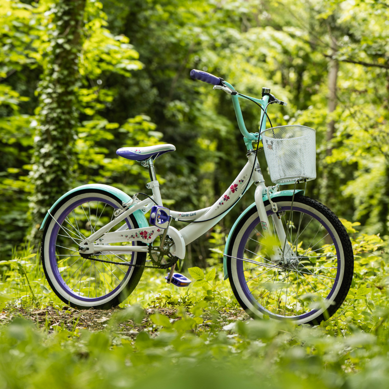 HUFFY Girly Girl 20" Kids Bike - White + Purple For Girls Aged 6 - 9yrs