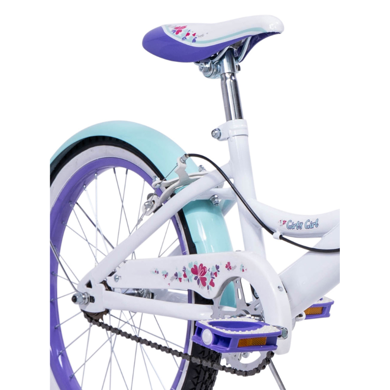 HUFFY Girly Girl 20" Kids Bike - White + Purple For Girls Aged 6 - 9yrs