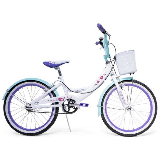 HUFFY Girly Girl 20" Kids Bike - White + Purple For Girls Aged 6 - 9yrs