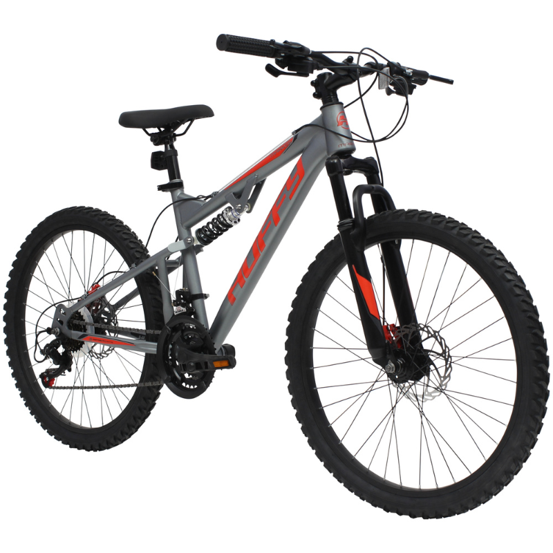 HUFFY Marker 24" Mountain Bike - Full Suspension 21 Speed Gunmetal Grey