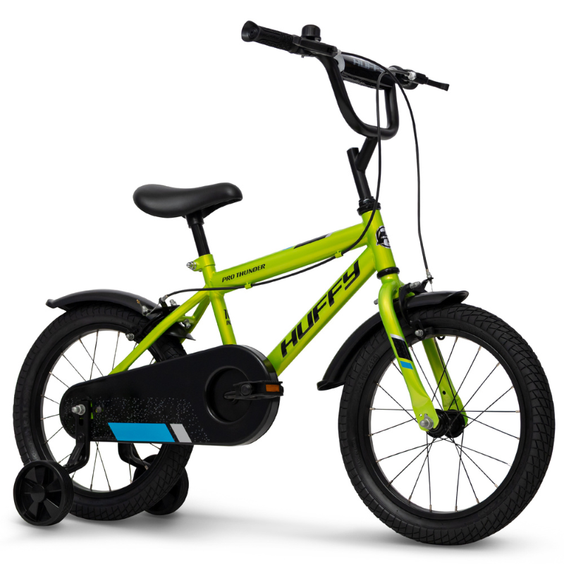 Huffy Pro Thunder 16" Green Kids Bike | 4-6 yrs | Beginner Bike with Removable Stabilisers