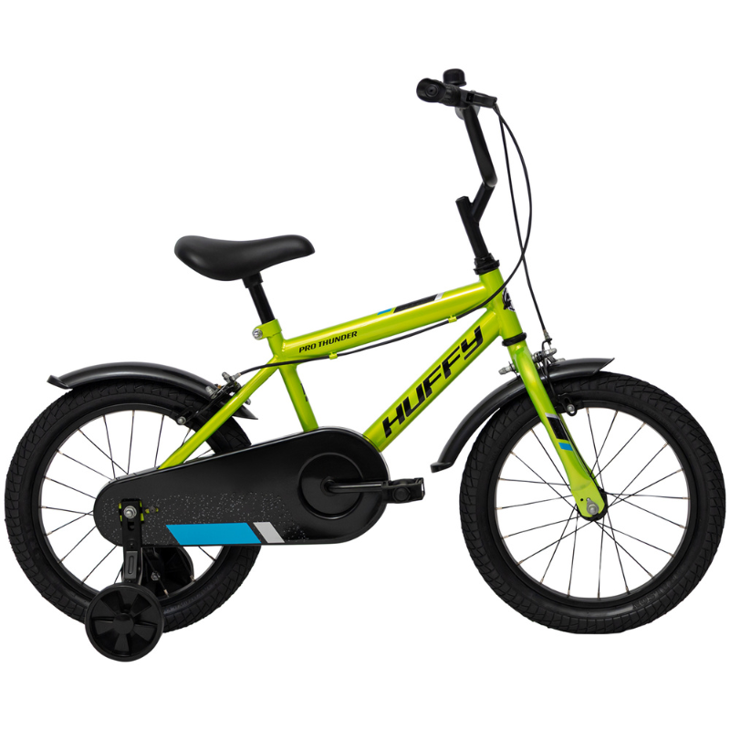 Huffy Pro Thunder 16" Green Kids Bike | 4-6 yrs | Beginner Bike with Removable Stabilisers