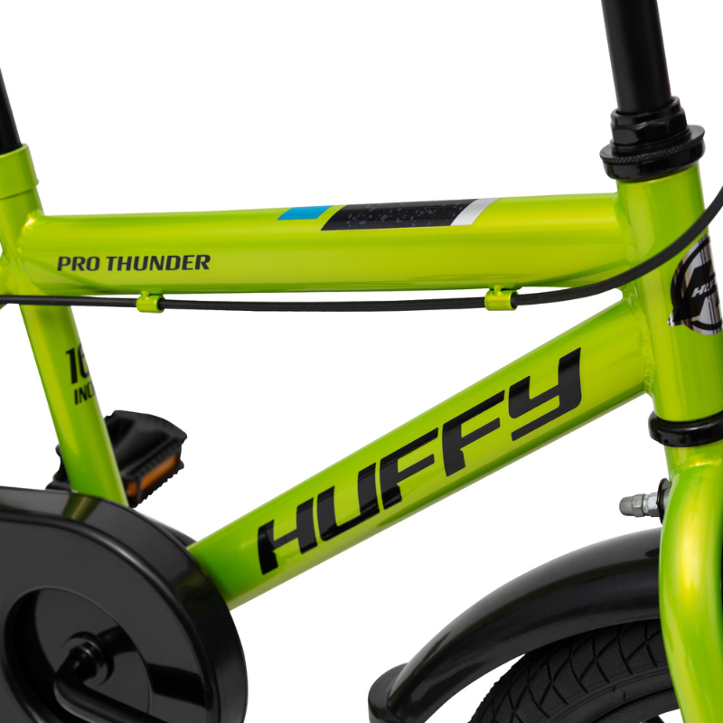 Huffy Pro Thunder 16" Green Kids Bike | 4-6 yrs | Beginner Bike with Removable Stabilisers