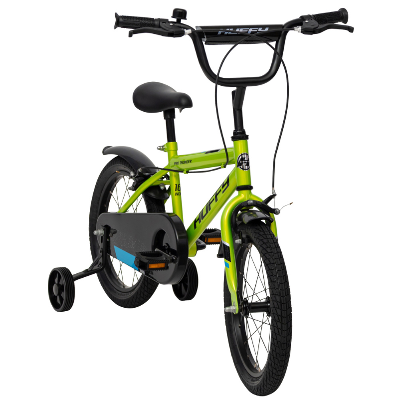 Huffy Pro Thunder 16" Green Kids Bike | 4-6 yrs | Beginner Bike with Removable Stabilisers