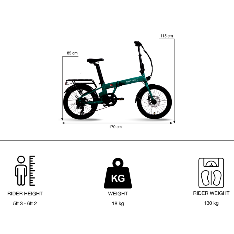 HYGEE Virum Foldable Racing Green Electric Bike