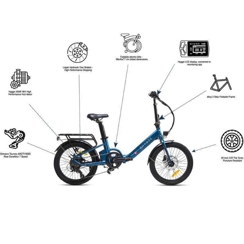 HYGEE Virum Foldable Step Navy Blue Electric Bike