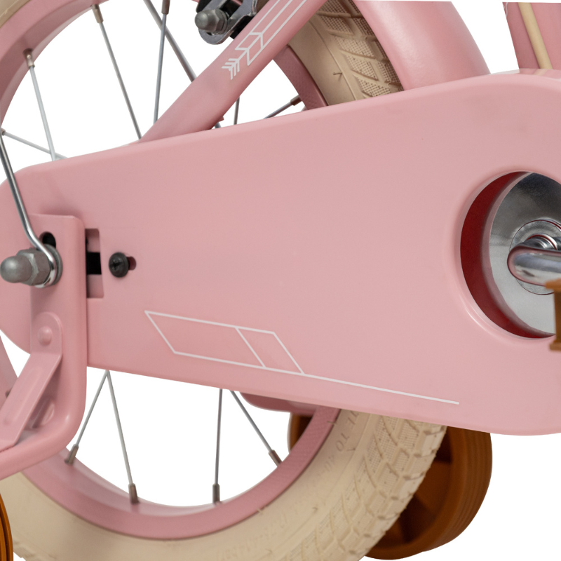 Vintage 14' Bike for Kids 4-6 yrs with basket & stabilisers Pink