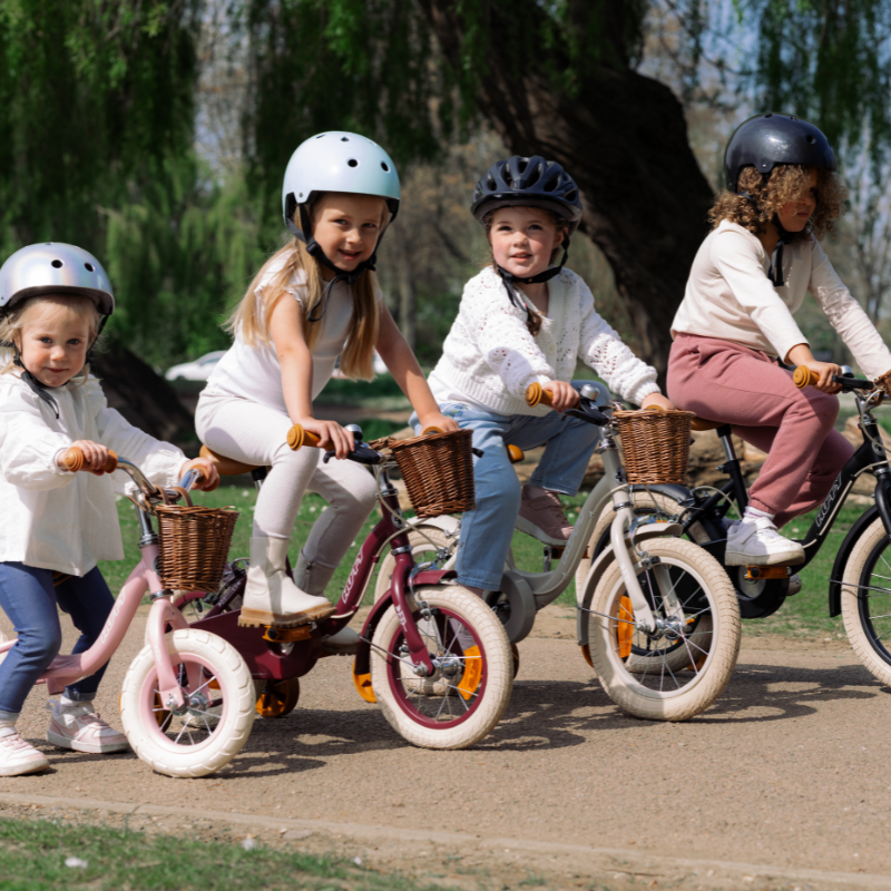 Vintage 12' Bike with stabilisers for Kids 3-5 years in Matte Grey