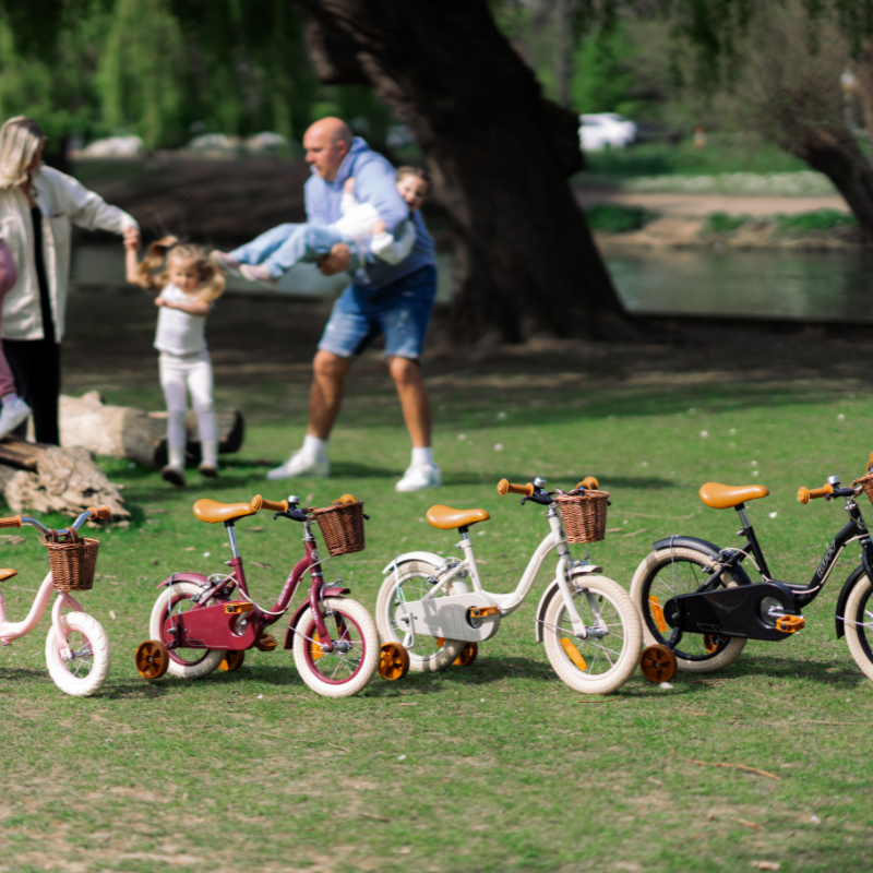 Vintage 12' Bike with stabilisers for Kids 3-5 years in Matte Grey