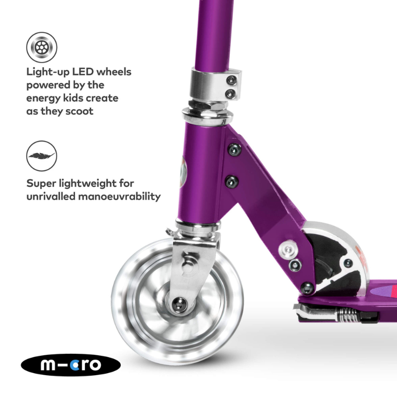 MICRO Sprite Classic LED Wheels Purple Scooter 5-12 years