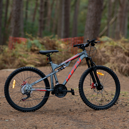 24" Huffy Marker MTB (Age 8-12) – Full-Suspension Trail Bike Gunmetal Grey