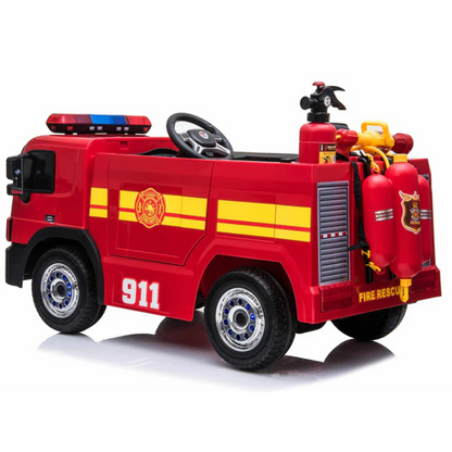 AKAC Kids’ 12V Electric Red Fire Engine Ride-On – 2-6 yrs