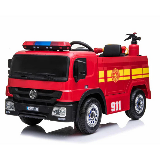 AKAC Kids’ 12V Electric Red Fire Engine Ride-On – 2-6 yrs