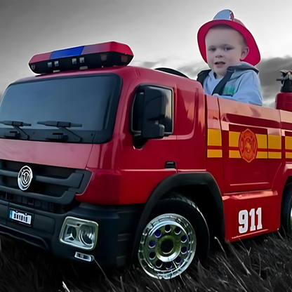 AKAC Kids’ 12V Electric Red Fire Engine Ride-On – 2-6 yrs