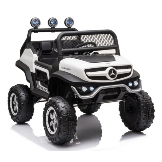 AKAC Mercedes Benz Unimog Ride-On White 12V Electric 4WD- 2-6 yrs- MP3 & USB