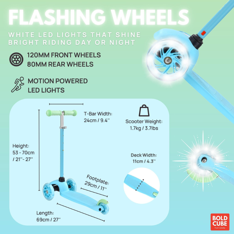 BOLDCUBE Kids Blue & Green Teeny 3 Wheel Scooter 2-5 years