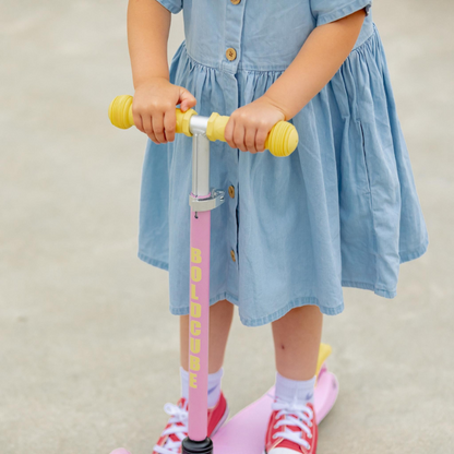 BOLDCUBE Kids Pink & Yellow Teeny 3 Wheel Scooter 2-5 years