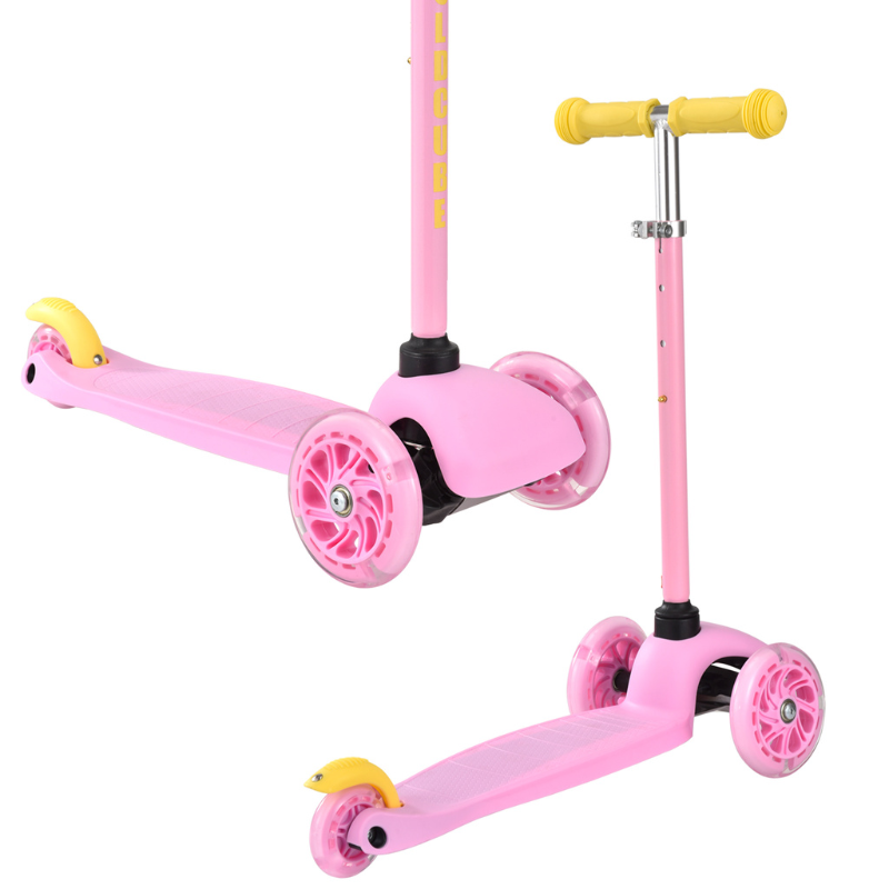 BOLDCUBE Kids Pink & Yellow Teeny 3 Wheel Scooter 2-5 years