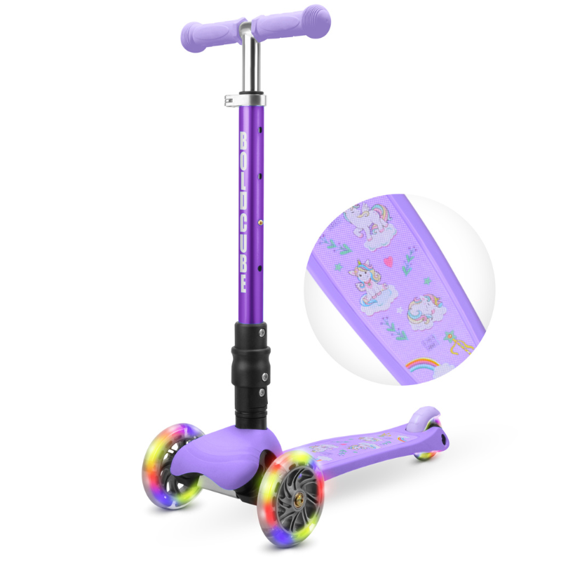 BOLDCUBE Kids Unicorn Teeny Fold 3 Wheel Scooter 2-8 years