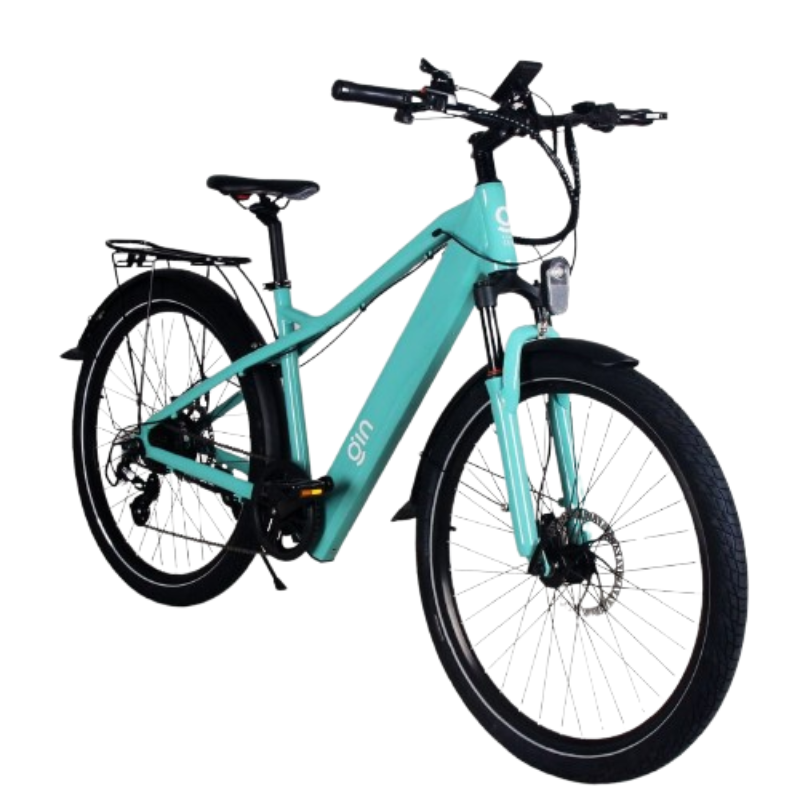 GIN X 250W: Electric Hybrid Bike Crossbar Turquoise GREEN DEAL