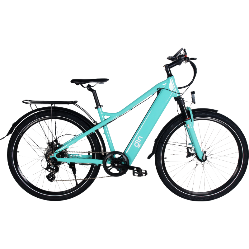 GIN X 250W: Electric Hybrid Bike Crossbar Turquoise GREEN DEAL