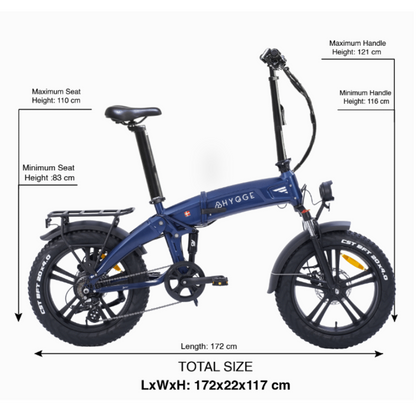 HYGEE Sorø All Terrain Foldable Electric Bike Royal Blue