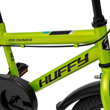 Huffy Pro Thunder 16" Green Kids Bike | 4-6 yrs | Beginner Bike with Removable Stabilisers