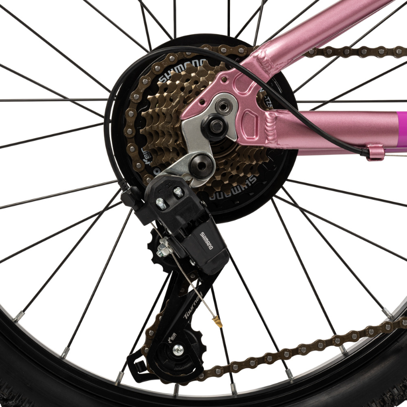Lightweight 20-Inch Girls’ 7-Speed Bike | Neon Pink & Grey