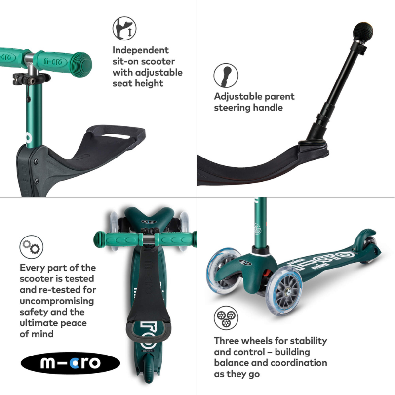 MICRO-Mini 3 in 1 Green Scooter 12 months-5 years