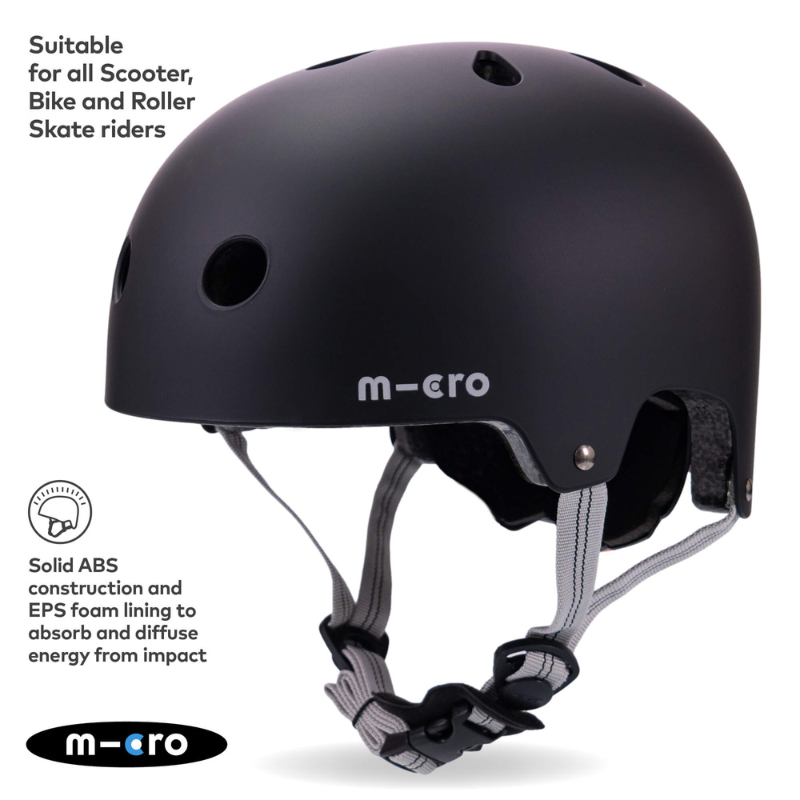 MICRO Deluxe Black Kids Helmet