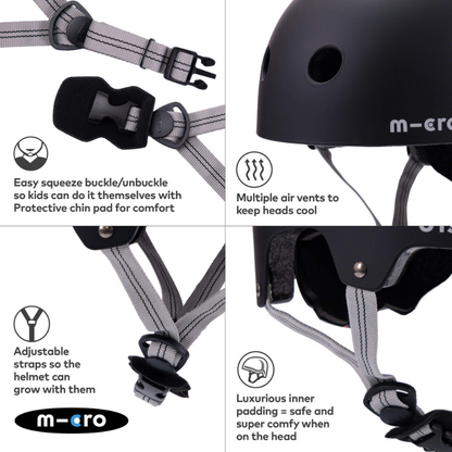 MICRO Deluxe Black Kids Helmet