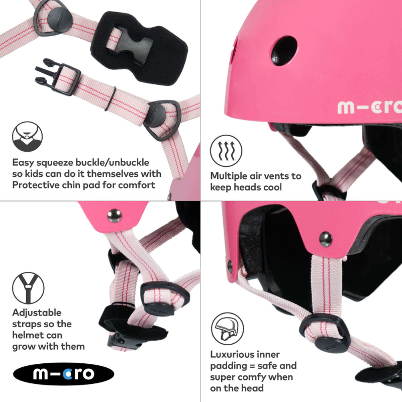 MICRO Deluxe Pink Glossy Kids Helmet