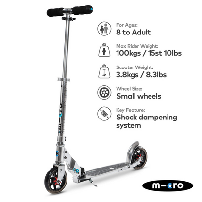 MICRO Speed Classic Silver Scooter 8 years-Adult