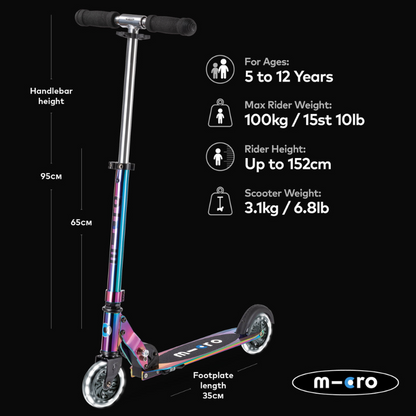 MICRO Sprite Classic LED Wheels Neochrome Scooter 5-12 years