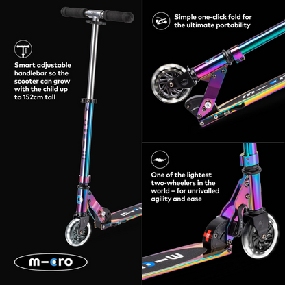 MICRO Sprite Classic LED Wheels Neochrome Scooter 5-12 years