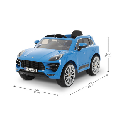 ROLLPLAY Kids Porsche Macan 12 Volt Premium Car with Remote Control-Blue 3-6 Years