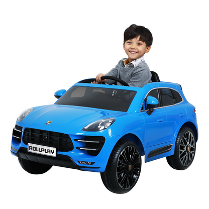 ROLLPLAY Kids Porsche Macan 12 Volt Premium Car with Remote Control-Blue 3-6 Years