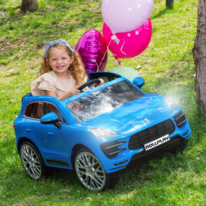 ROLLPLAY Kids Porsche Macan 12 Volt Premium Car with Remote Control-Blue 3-6 Years