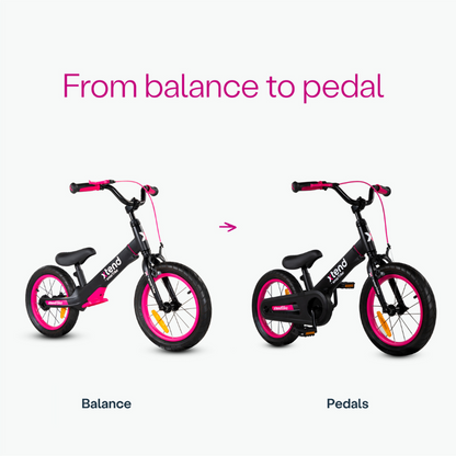 SMARTRIKE Xtend 3 Stage Balance 12" & 14" Bicycle - Pink/Black 3-7 Years