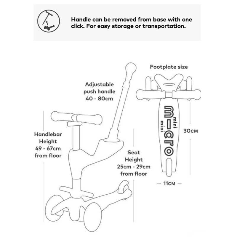 MICRO-Mini 3 in 1 Blue Scooter 12 months-5 years