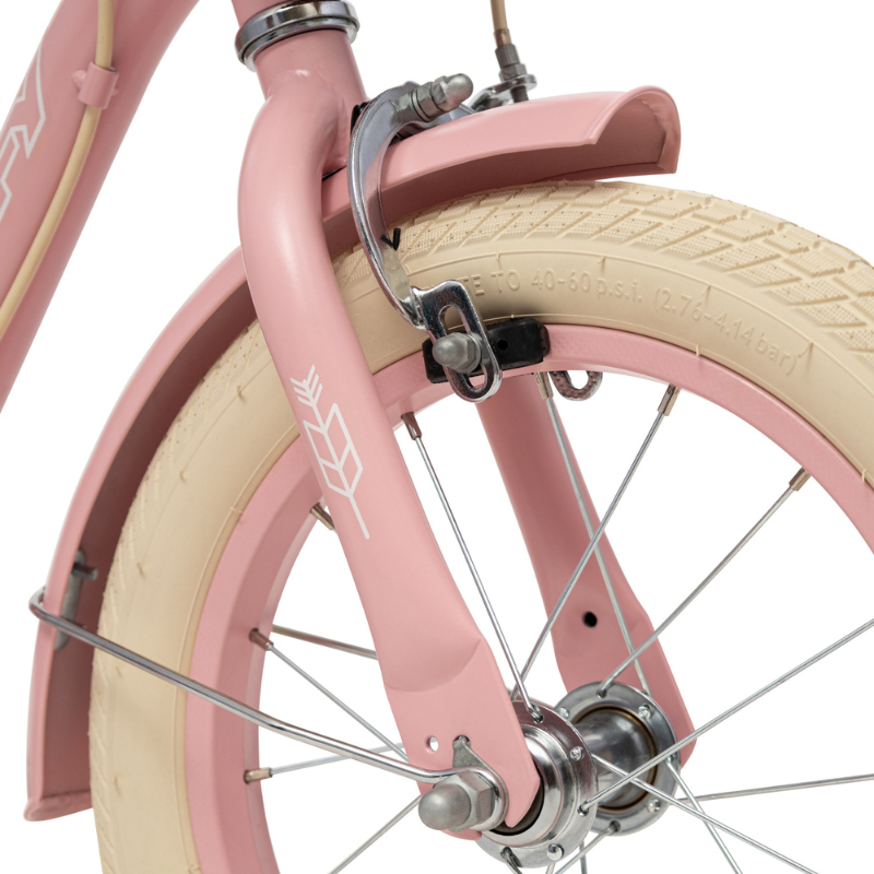 Vintage 14' Bike for Kids 4-6 yrs with basket & stabilisers Pink