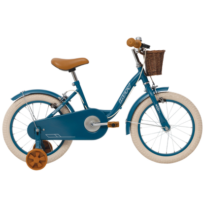 Vintage 16-inch Kids Bike 4-6 years Blue with basket & stabilisers